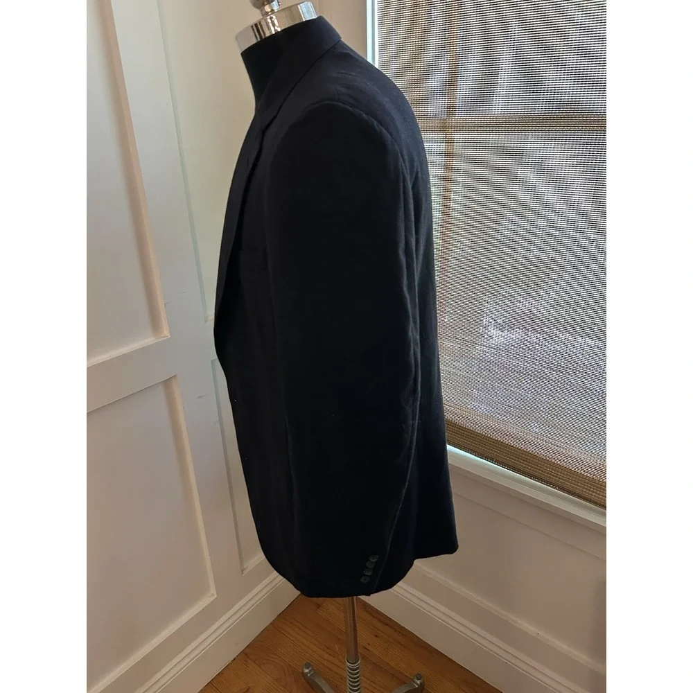 Vtg Sports Coat 44 Navy Blue Jacket Pure Wool Union Made USA Nordstrom 2 Bttn